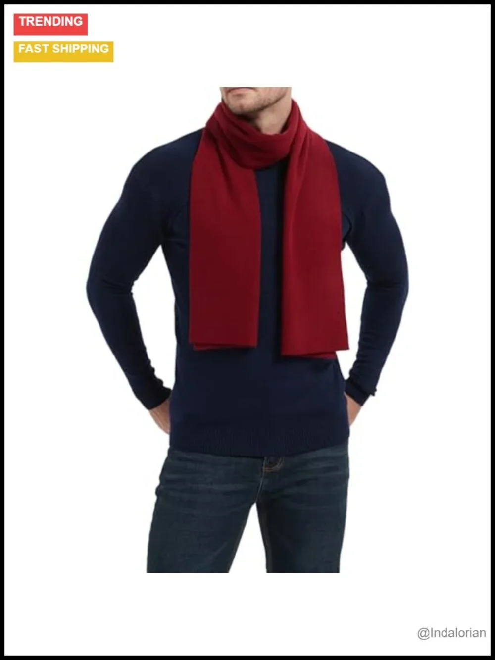 Men's Winter Scarf Long Soft Solid Color Cashmere Blend Scarf